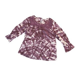 Retrology | Size M Tie Dye Print Lace Embellished Neckline Top